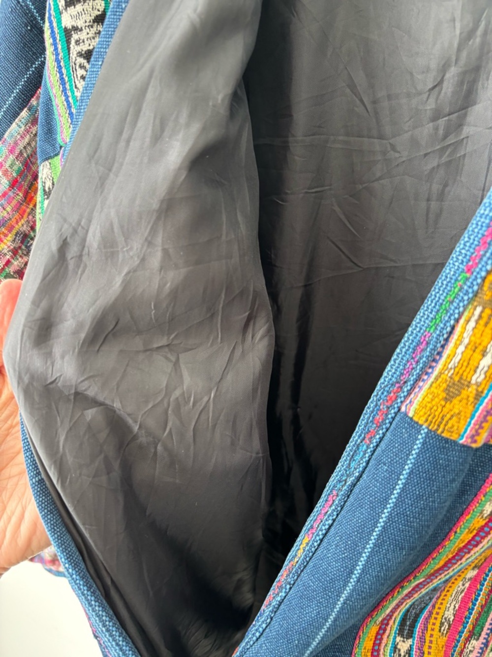 Vintage Patchwork Woven Jacket Ethnic Boho Southwestern Textile Oversized Coat - Picture 8 of 13